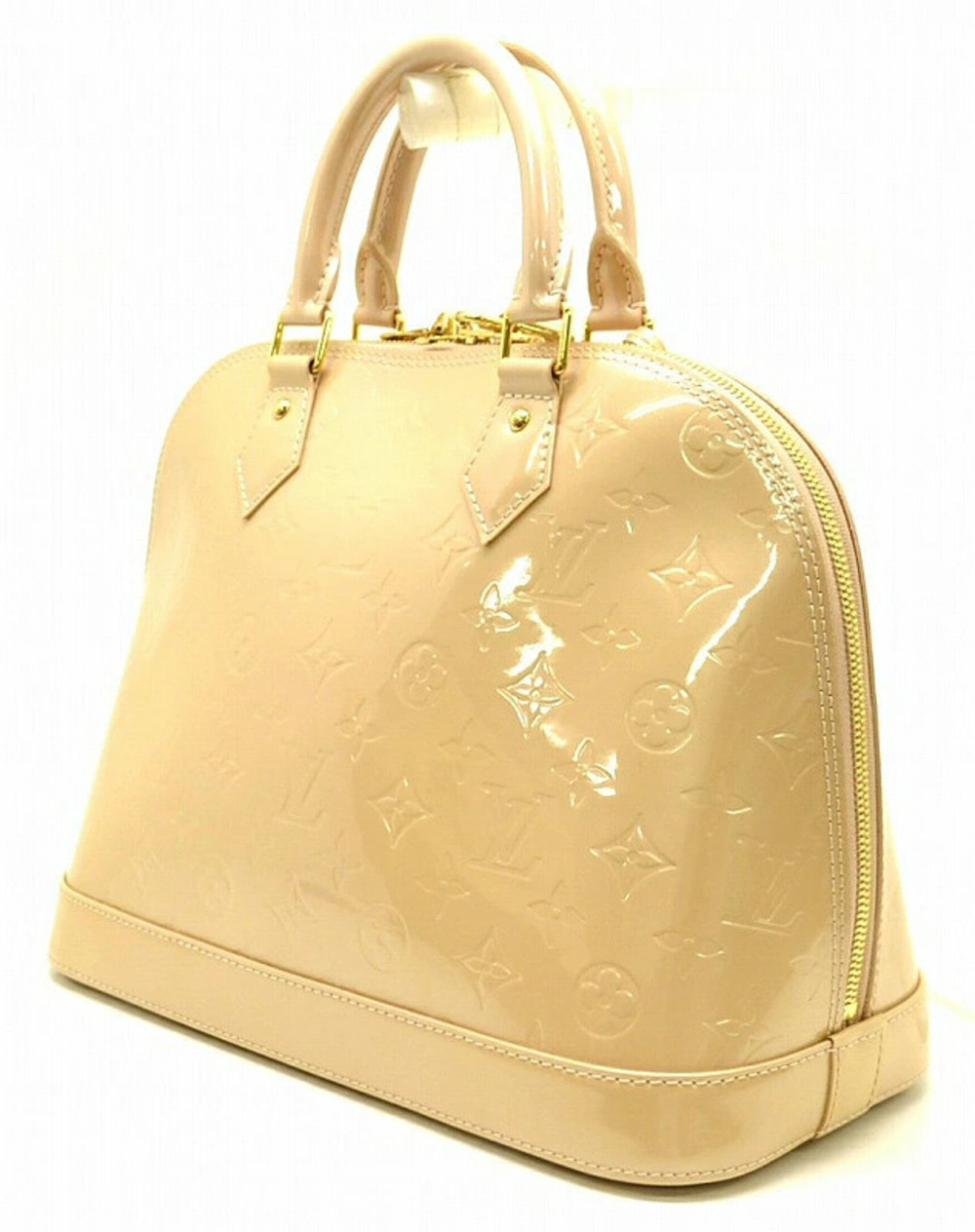 Louis Vuitton Vernis Alma Handbag Enamel Rose Florentine Monogram Pink Calf Pink
